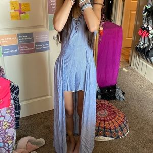 Blue and white stripped romper